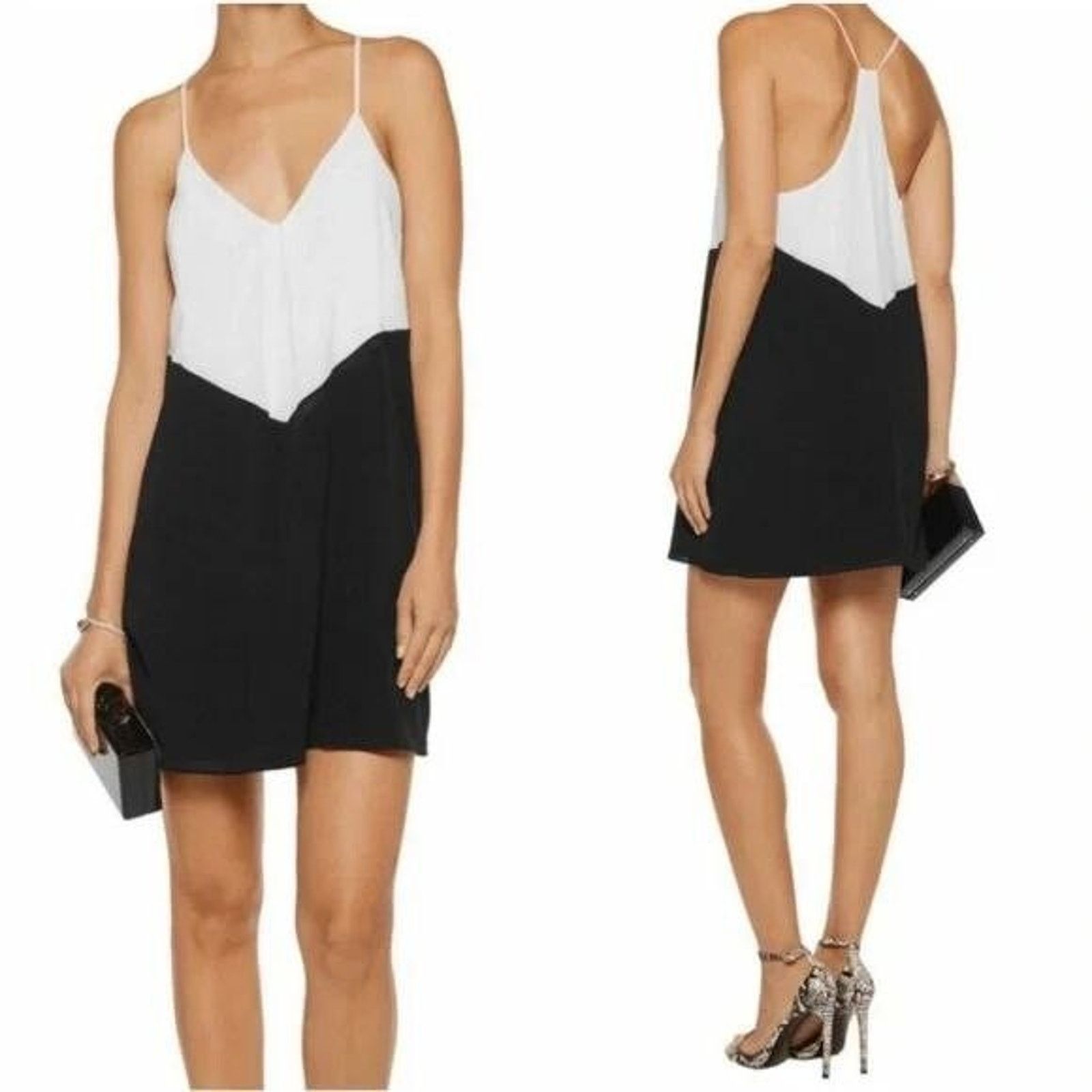 Alice + Olivia Alice & Olivia Belinda Colorblock Mini Dress Black M A000073 Size M / US 6-8 / IT 42-44 - 1 Thumbnail