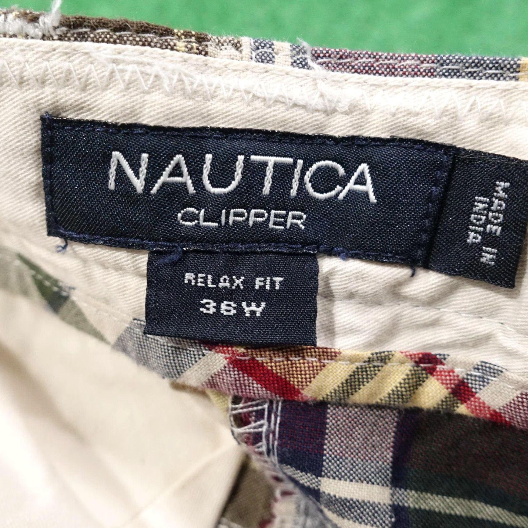 Nautica Nautica Bermuda Shorts Mens 36 Multicolor Plaid Patchwork Relaxed Canvas Pocket Zip Front Button Closure Flat Front Preppy Casual Summer Size US 36 / EU 52 - 7 Thumbnail
