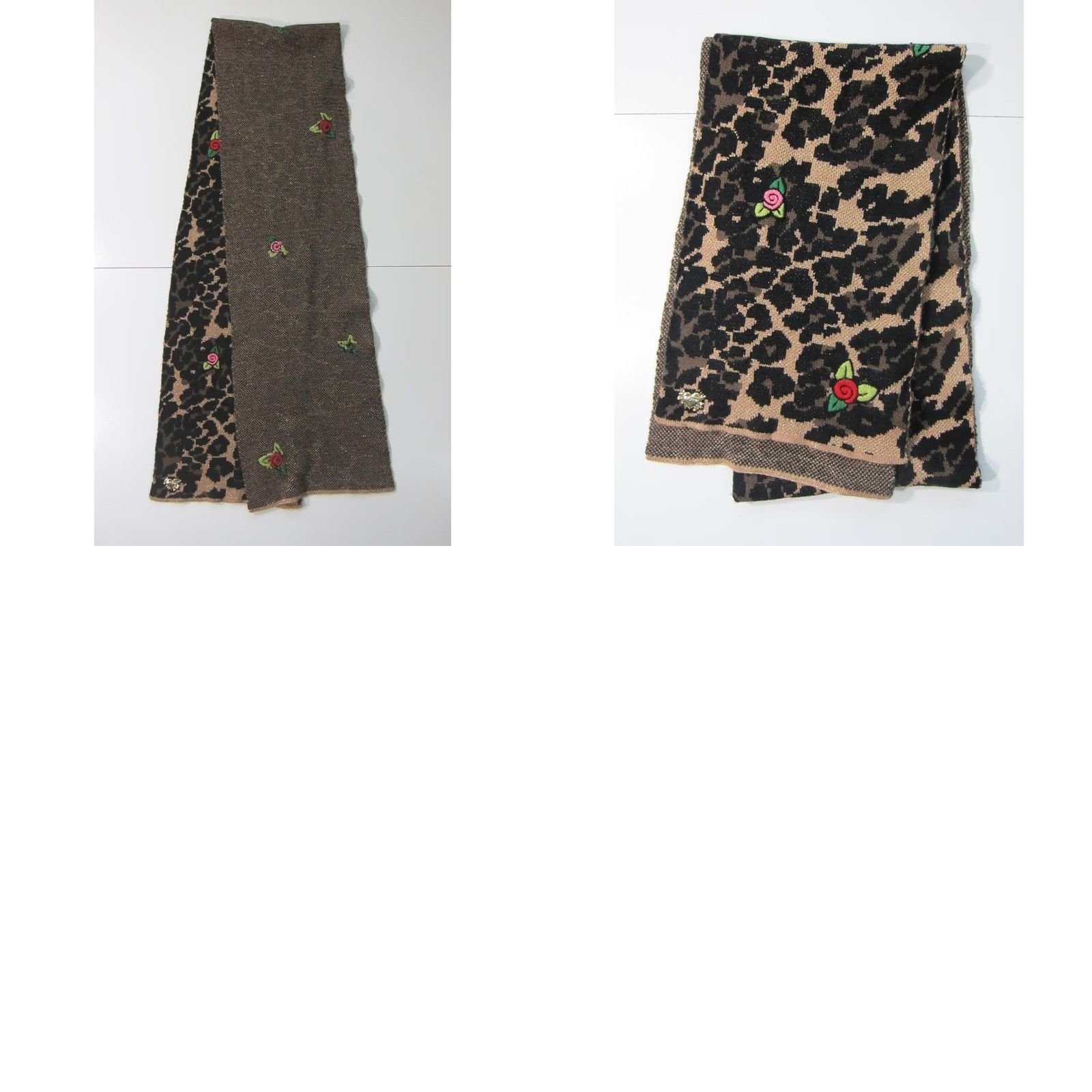Betsey Johnson Betsey Johnson Pink Floral Brown Leopard Soft Warm Cozy Rectangle Neck Scarf Size ONE SIZE - 8 Thumbnail