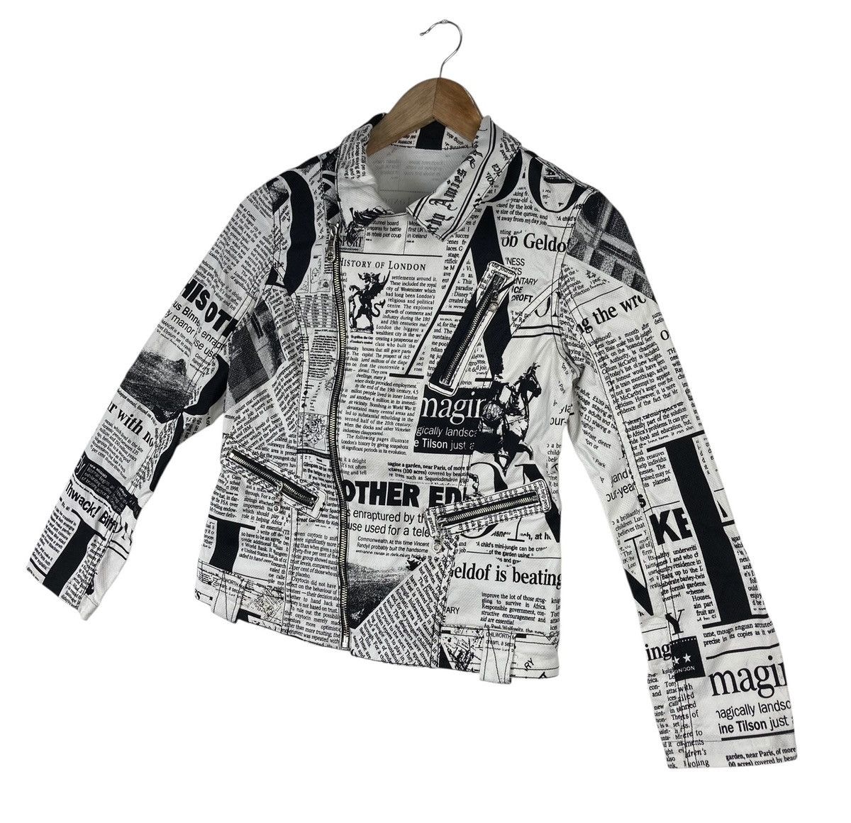 Hardy Amies Vintage Hardy Amies London Newspaper Print Bike Jacket Size M / US 6-8 / IT 42-44 - 3 Thumbnail