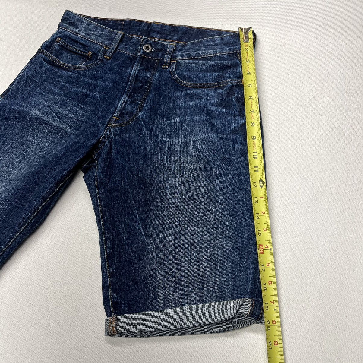 G-Star G Star Raw Jeans Shorts Blue 3301 Tapered Denim Faded Washed Size US 30 / EU 46 - 13 Thumbnail