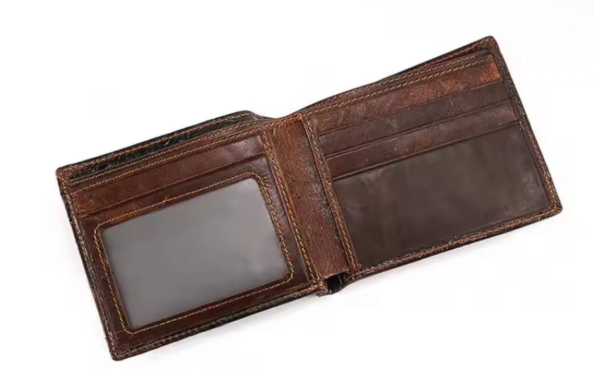 Vintage High Quality Leather Short Wallet 3D Dragon Card Wallet Size ONE SIZE - 4 Thumbnail