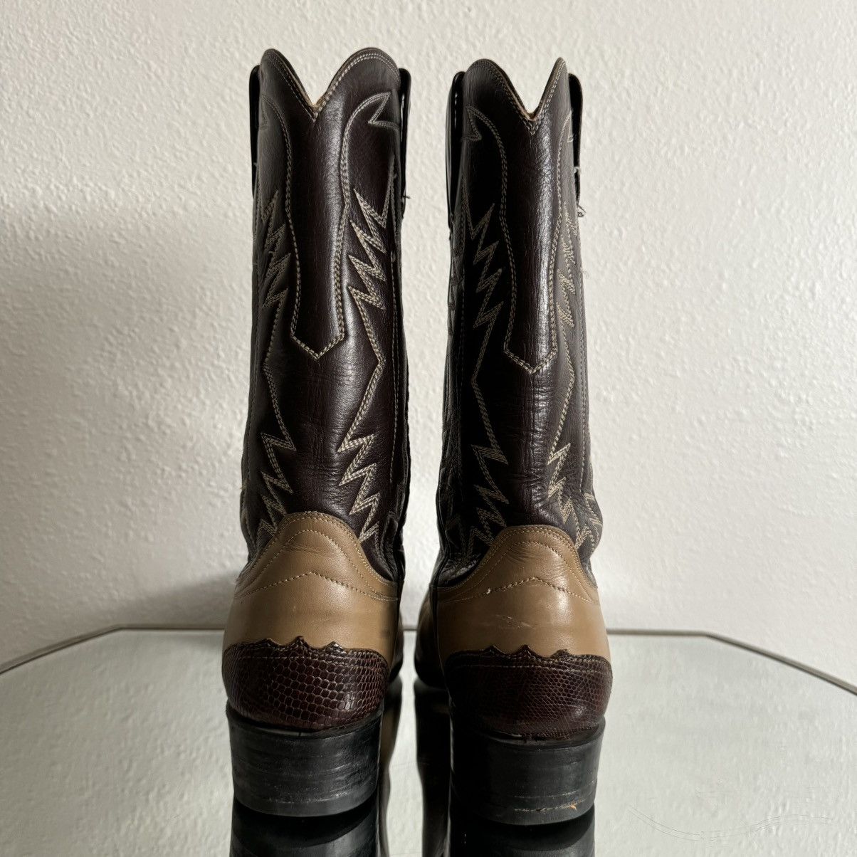 Vintage Vintage Brown Tan Leather Western Wingtip Cowboy Boots Size US 7.5 / IT 37.5 - 9 Thumbnail