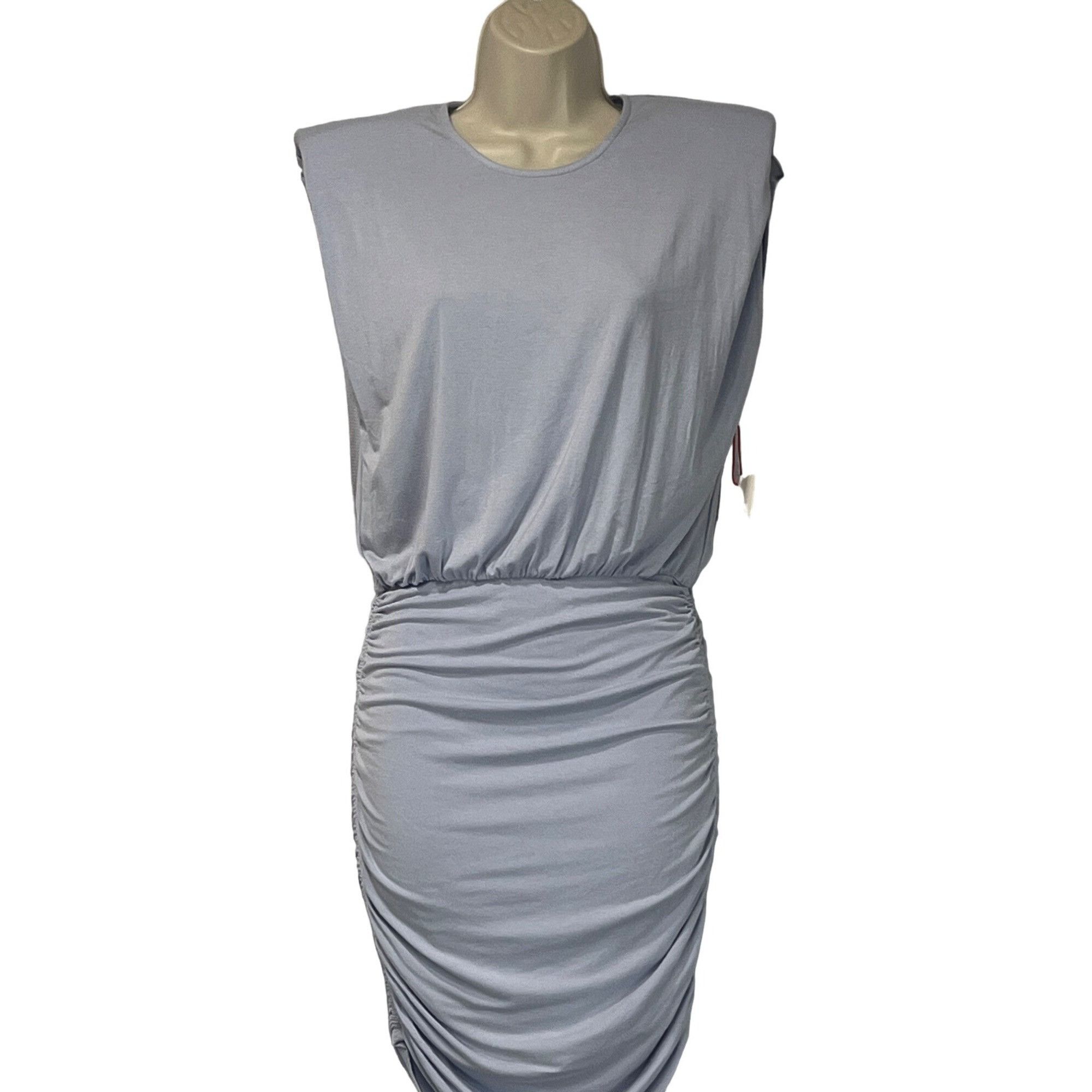 Other Open Edit Strong Shoulder Body-con Minidress In Blue Feather Size XS / US 0-2 / IT 36-38 - 3 Thumbnail