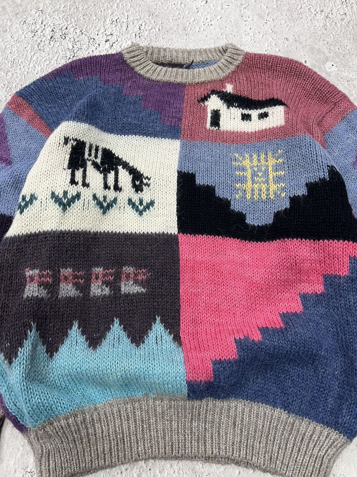 Vintage Japanese Modern Art AOP Knit Sweater VTG 80s Vaporwave Size US L / EU 52-54 / 3 - 6 Thumbnail