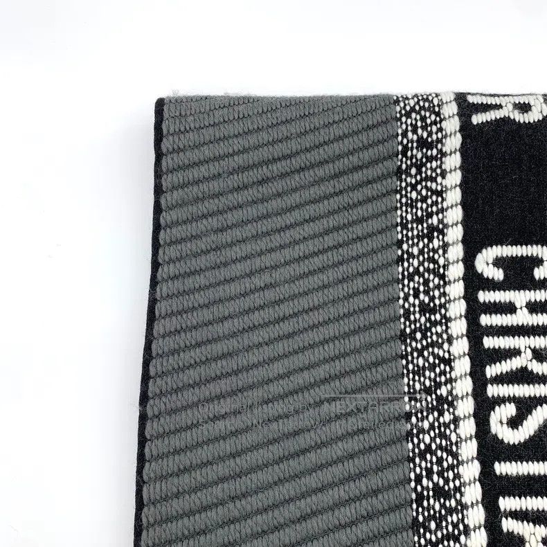 Dior Dior Dark gray logo jacquard full-print wool tassel scarf Size ONE SIZE - 2 Thumbnail