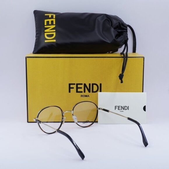 Fendi Fendi FE50052U 032 Eyeglasses Havana/Gold 51mm Round Frame Size ONE SIZE - 10 Thumbnail