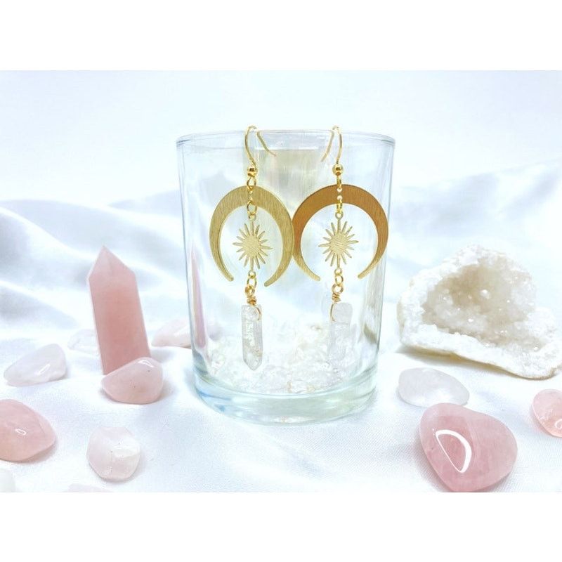 Anthropologie ANTHROPOLOGIE Gold Sun Moon Star Boho Gemstone Hoop Earrings Size ONE SIZE - 11 Thumbnail