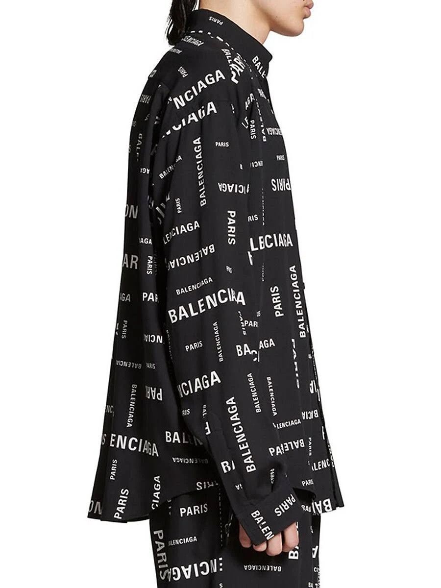 Balenciaga o1mt1gz0924 Bal Paris Allover Minimal Shirt Large Fit White Size US S / EU 44-46 / 1 - 5 Thumbnail