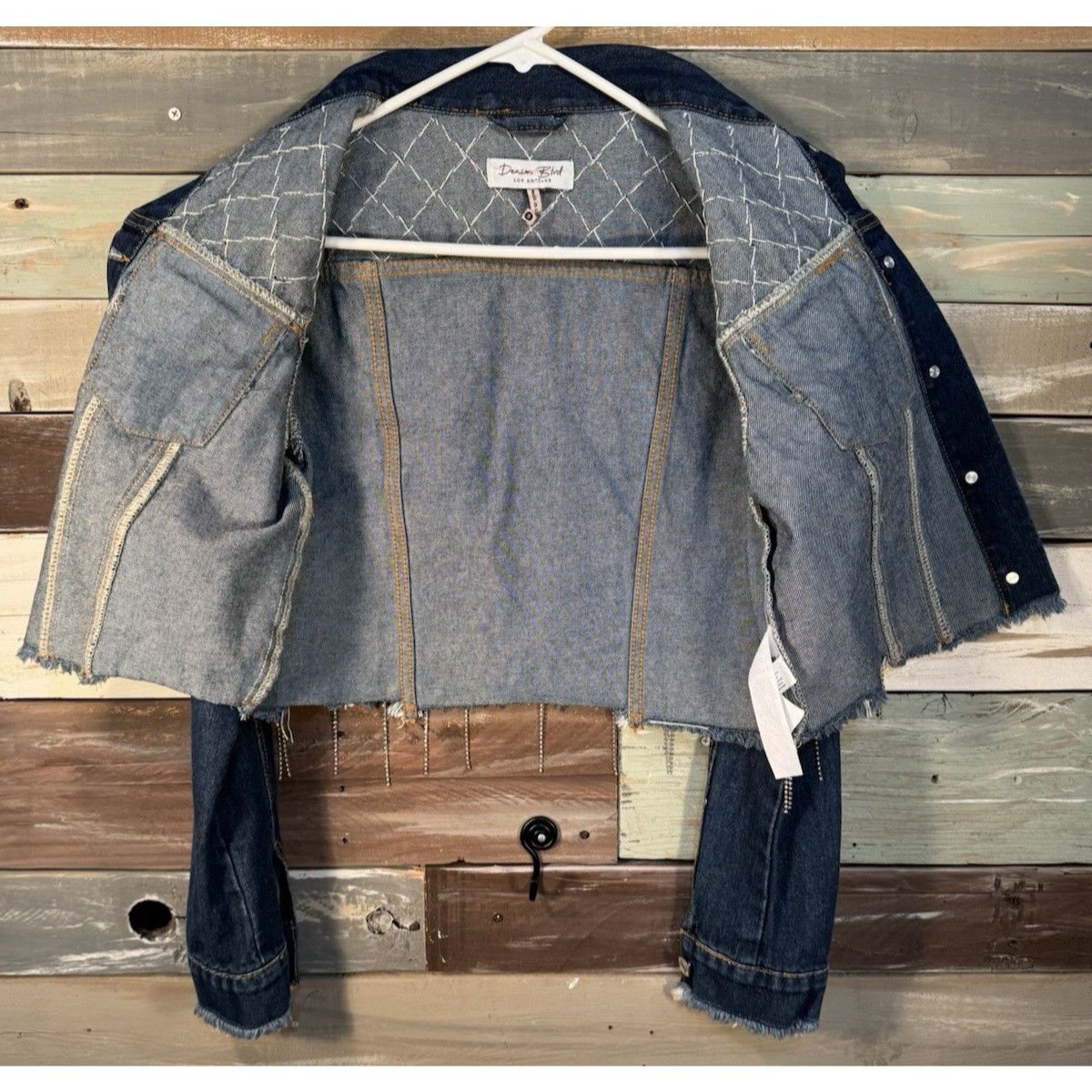 Levi's Denim Blvd Blue Jean Rhinestone Crystal Jacket Women's SMALL Size S / US 4 / IT 40 - 12 Thumbnail