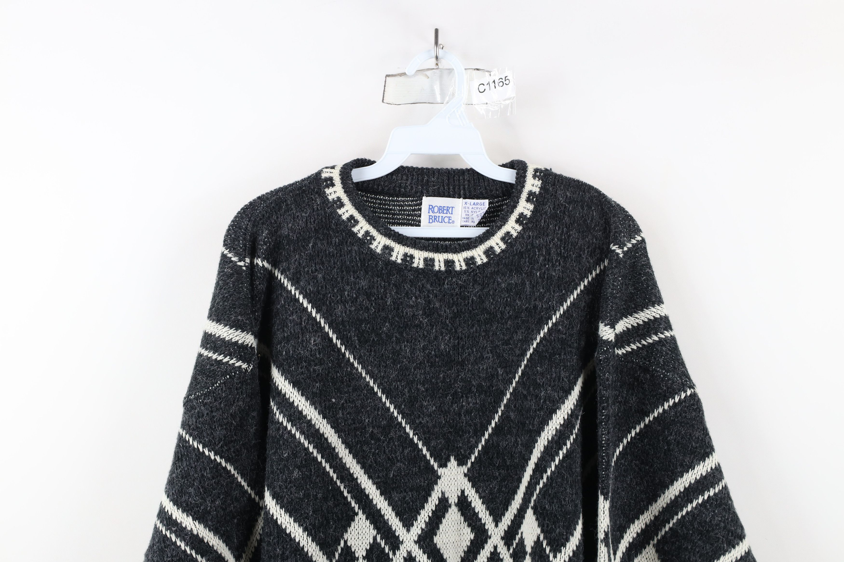 Vintage Vintage 90s Streetwear Argyle Diamond Knit Dad Sweater Size US XL / EU 56 / 4 - 2 Thumbnail