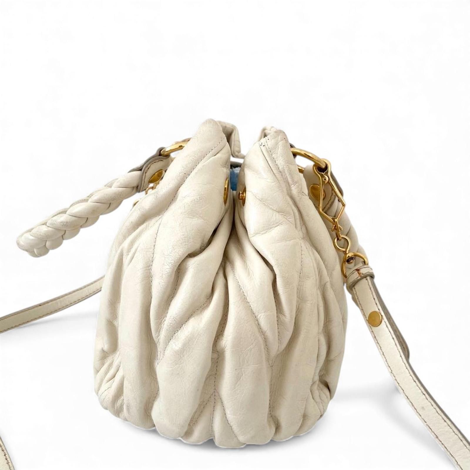 Miu Miu Miu Miu - White Leather Shoulder Bag Gold Size ONE SIZE - 5 Thumbnail