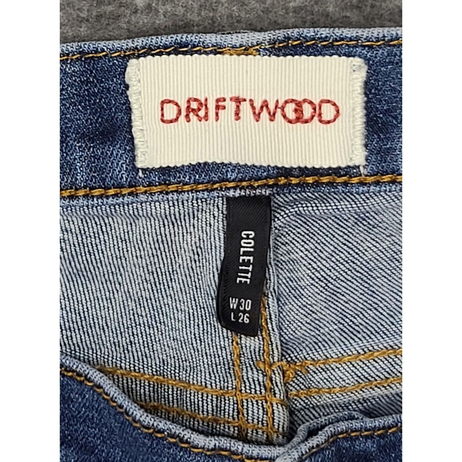Vintage Driftwood Colette Jeans Cropped Mid Rise Embroidered Aztec Boho 30x26 Womens Blue Denim Stretch Casual Slim/Regular Fit Jeans Size 30" / US 8 / IT 44 - 3 Thumbnail