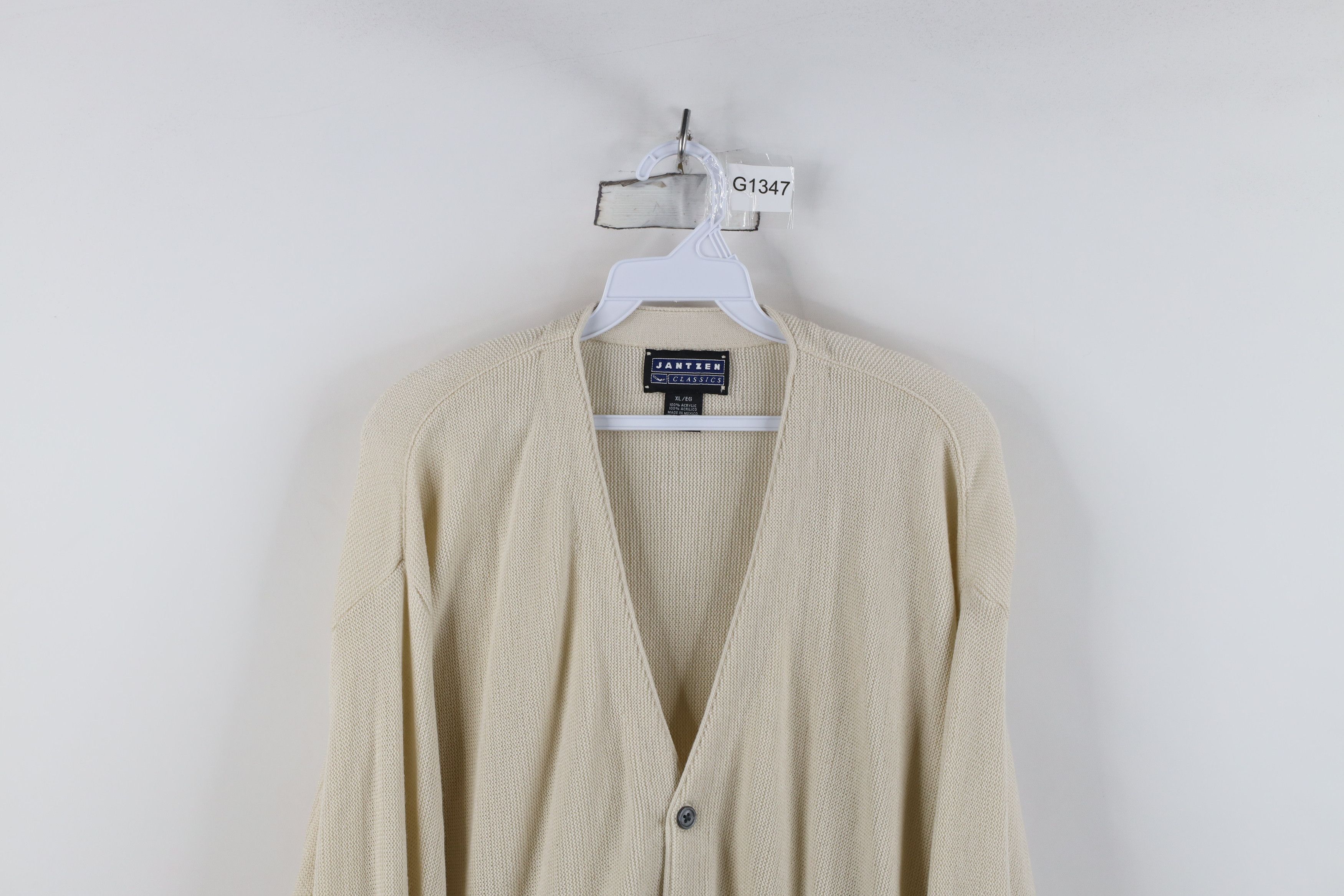Vintage Vintage 90s Streetwear Cardigan Sweater Beige Khaki Acrylic Size US XL / EU 56 / 4 - 2 Thumbnail