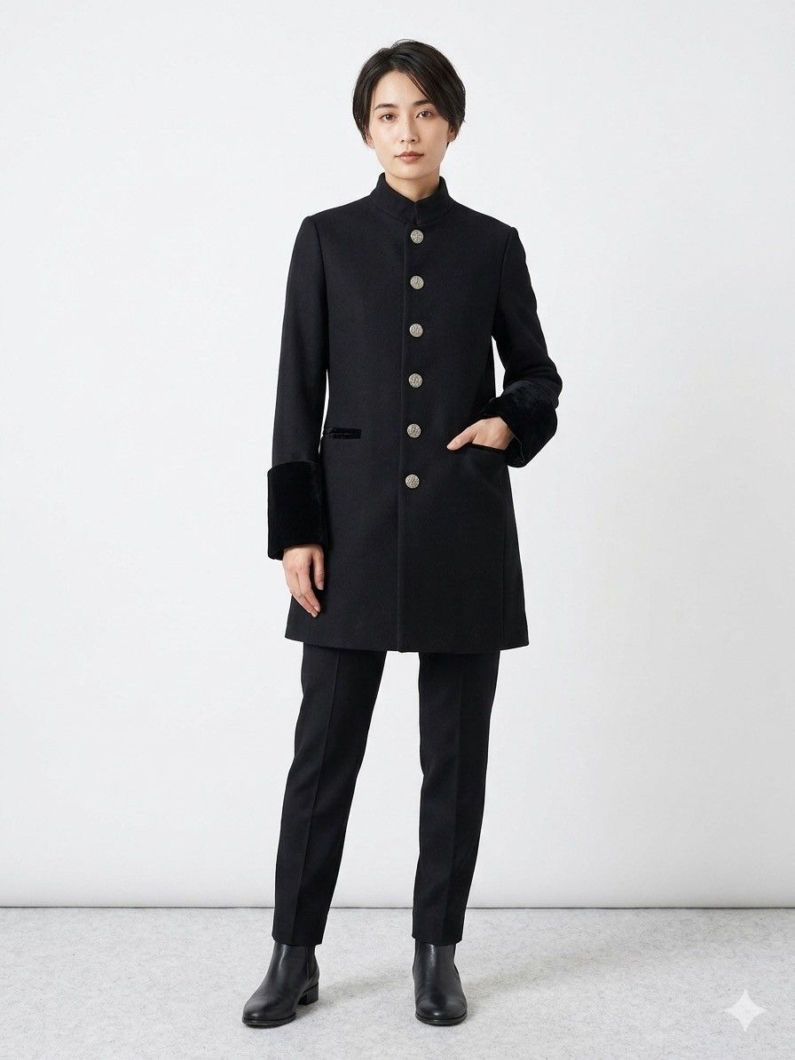 Japanese Brand FUMIKA UCHIDA Wool & Silk Velvet Military Edwardian Coat Size XS / US 0-2 / IT 36-38 - 1 Thumbnail