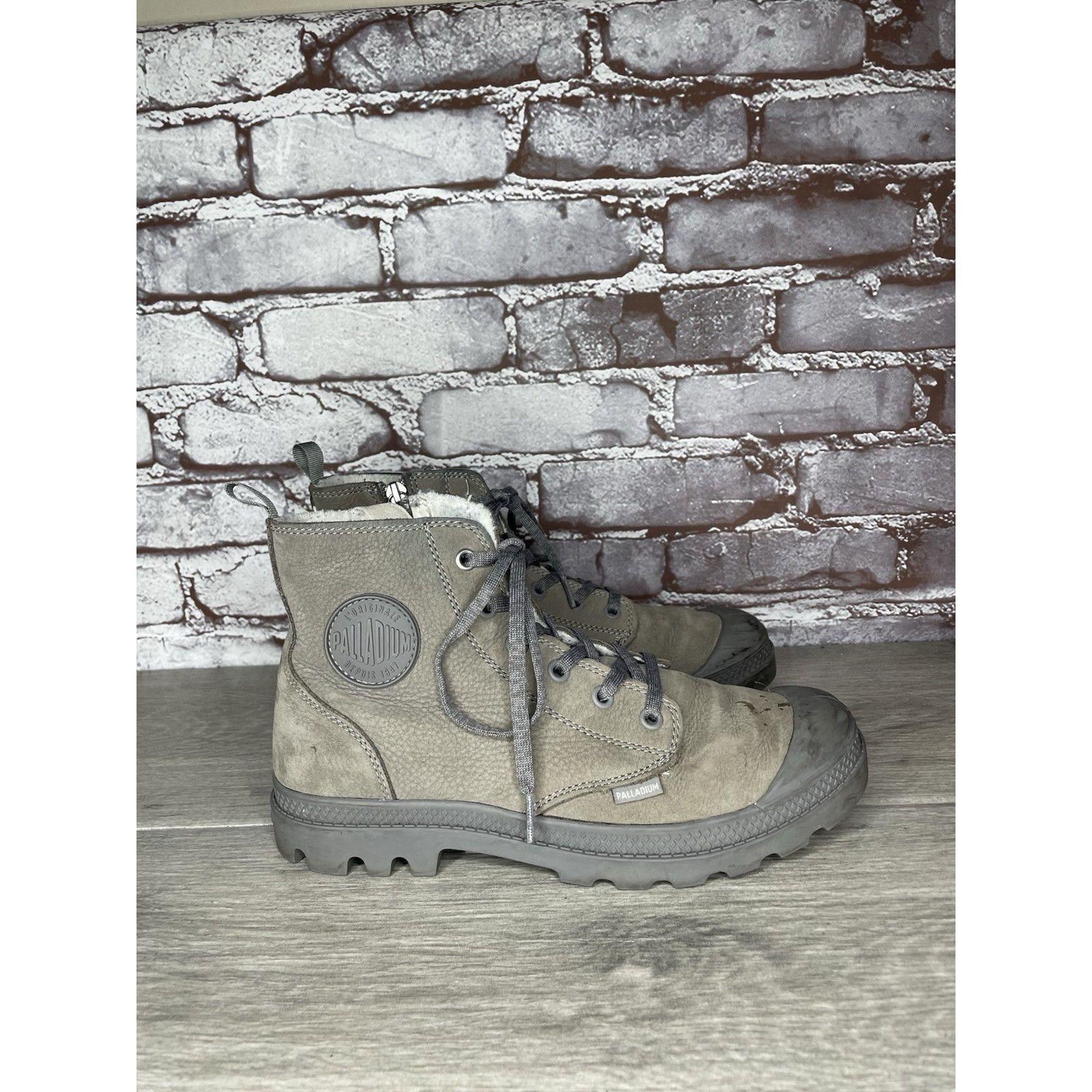 Palladium Palladium Pampa Gray Leather Lace Up Lined Combat Boots Wome Size US 7.5 / IT 37.5 - 15 Thumbnail
