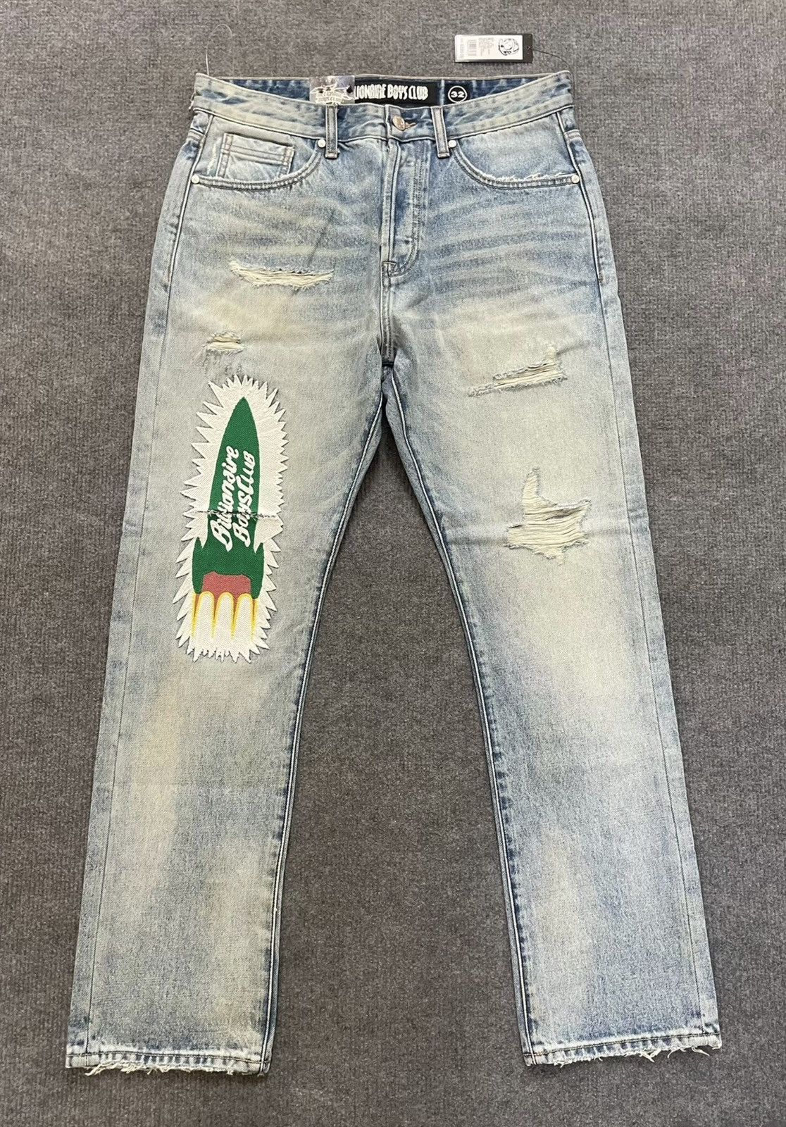 Billionaire Boys Club BBC Distressed Embroidered Loose-Fit Jeans Size US 32 / EU 48 - 1 Thumbnail