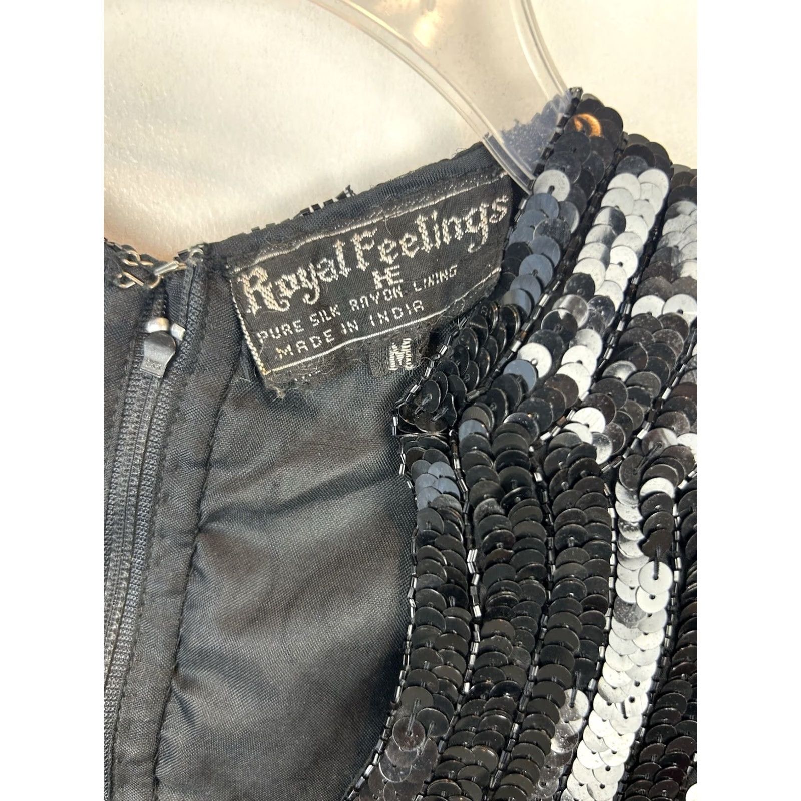 Vintage VINTAGE Black Silk Sequin Beaded Cocktail Dress Women Medium Size M / US 6-8 / IT 42-44 - 3 Thumbnail