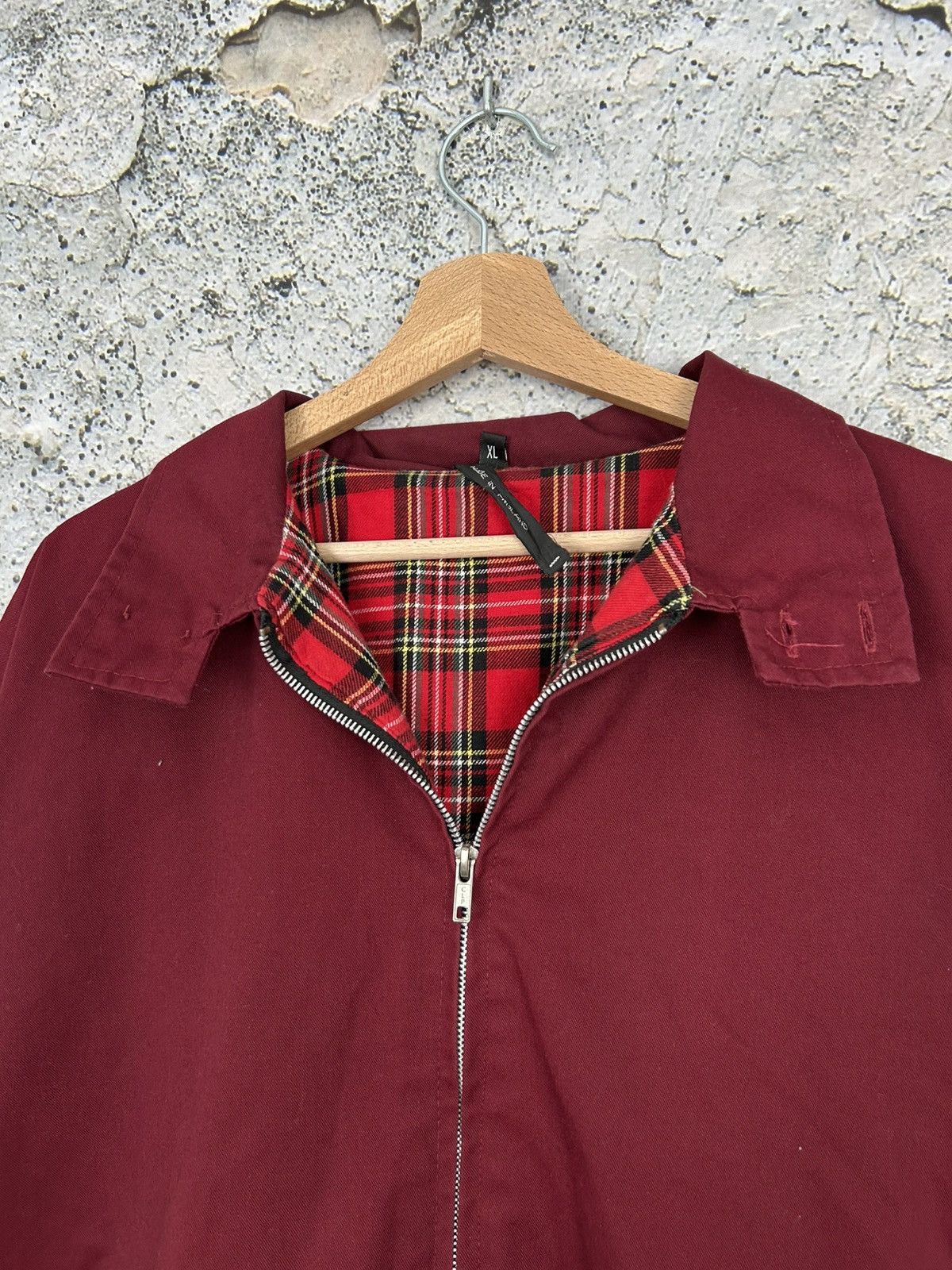 Vintage Vintage Burgundy Bomber Jacket Checked 90s Boxy Skate Grunge Size US XL / EU 56 / 4 - 3 Thumbnail