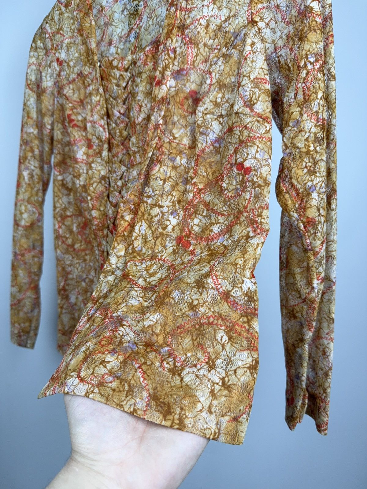 Japanese Brand 00s Y2K Archive Lace Mesh Blouse Gaultier Style Sheer Top Size S / US 4 / IT 40 - 11 Thumbnail