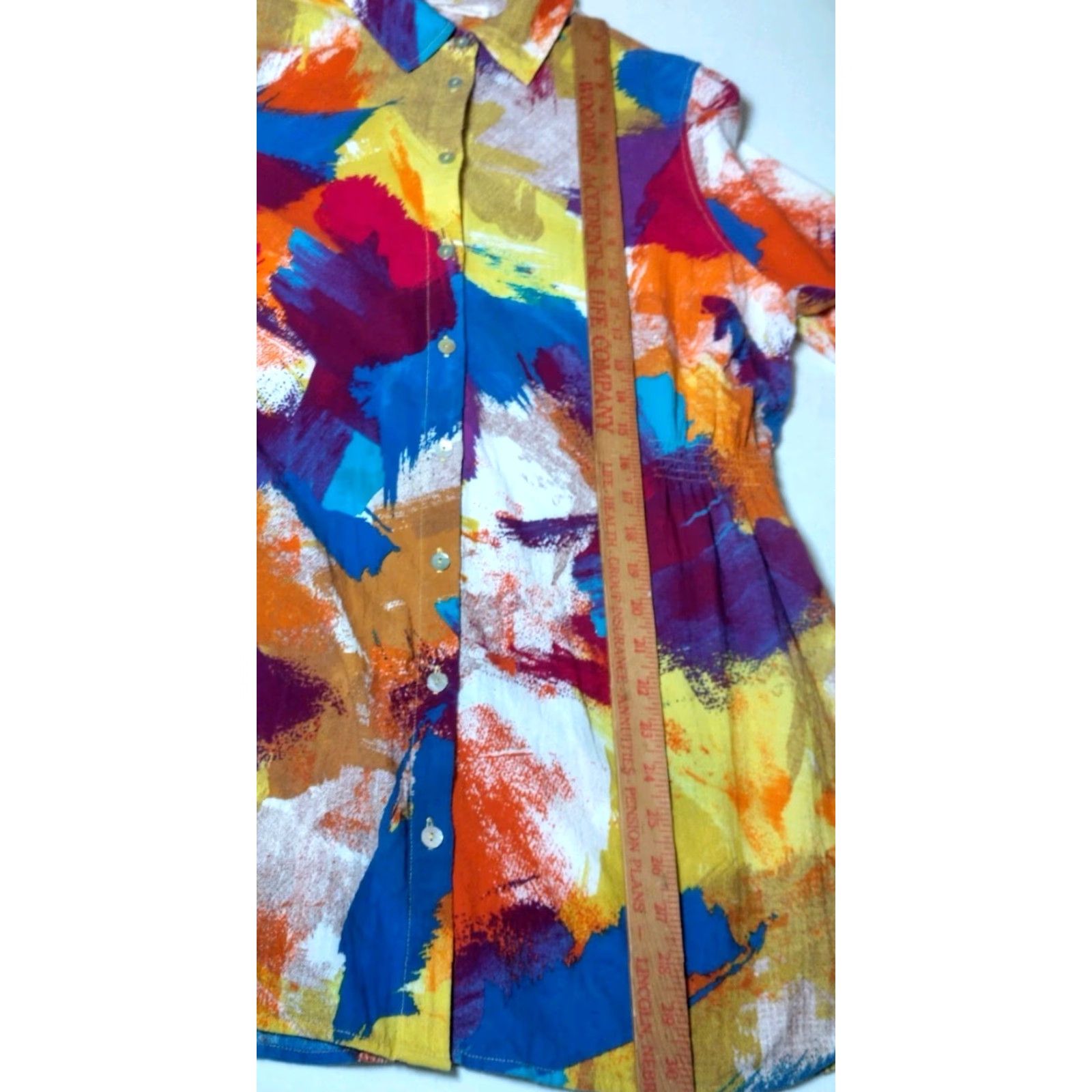 Soft Surroundings SOFT SURROUNDINGS Blouse Shirt Women Medium Multicolor Splash Long Sleeve Button Casual Boho Size M / US 6-8 / IT 42-44 - 5 Thumbnail