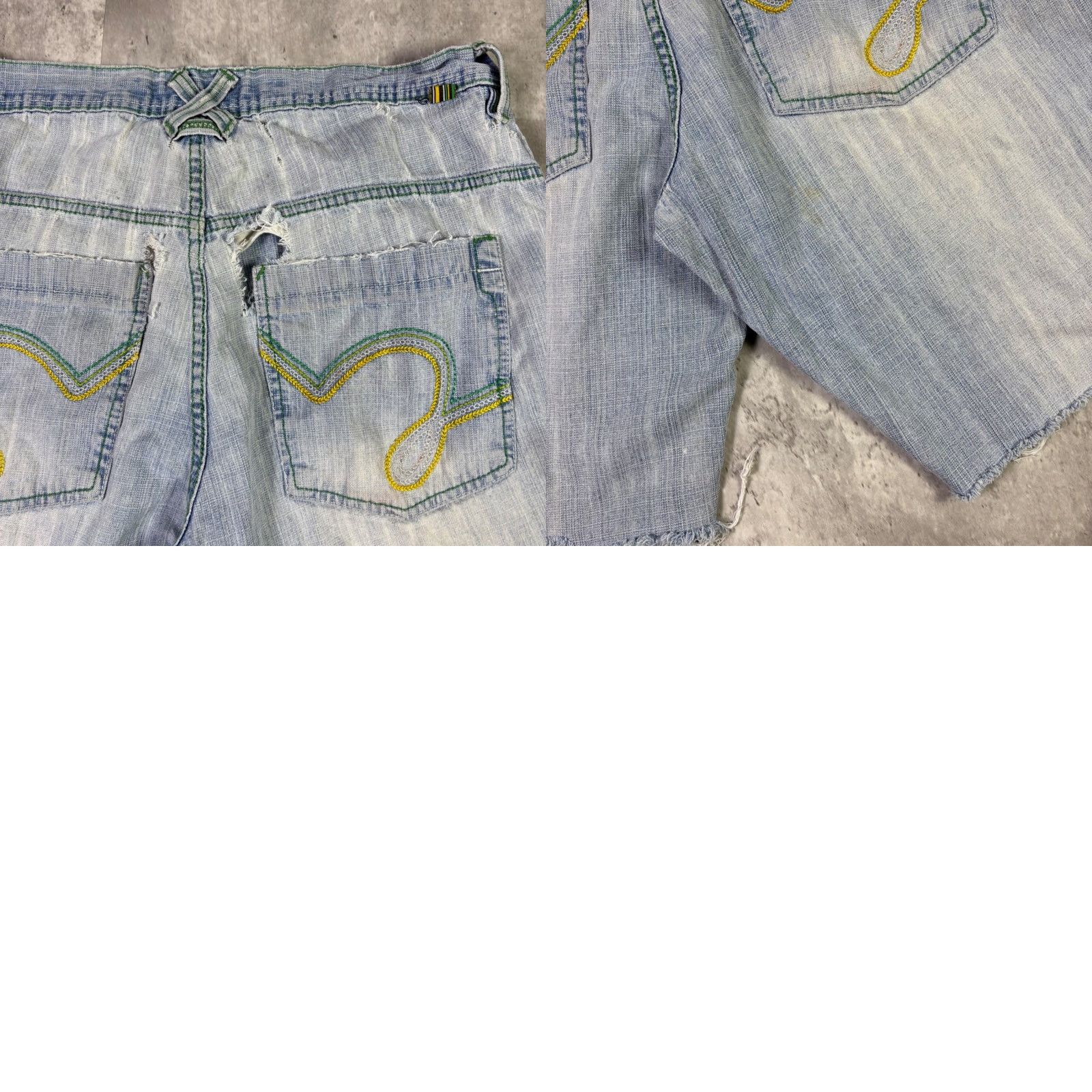 CO VINTAGE 5ive Jungle & Co Denim Shorts Bermuda Blue Light Wash 34 Mens Distressed 5-Pocket Zip? Button? (use only original words) Size US 36 / EU 52 - 8 Thumbnail