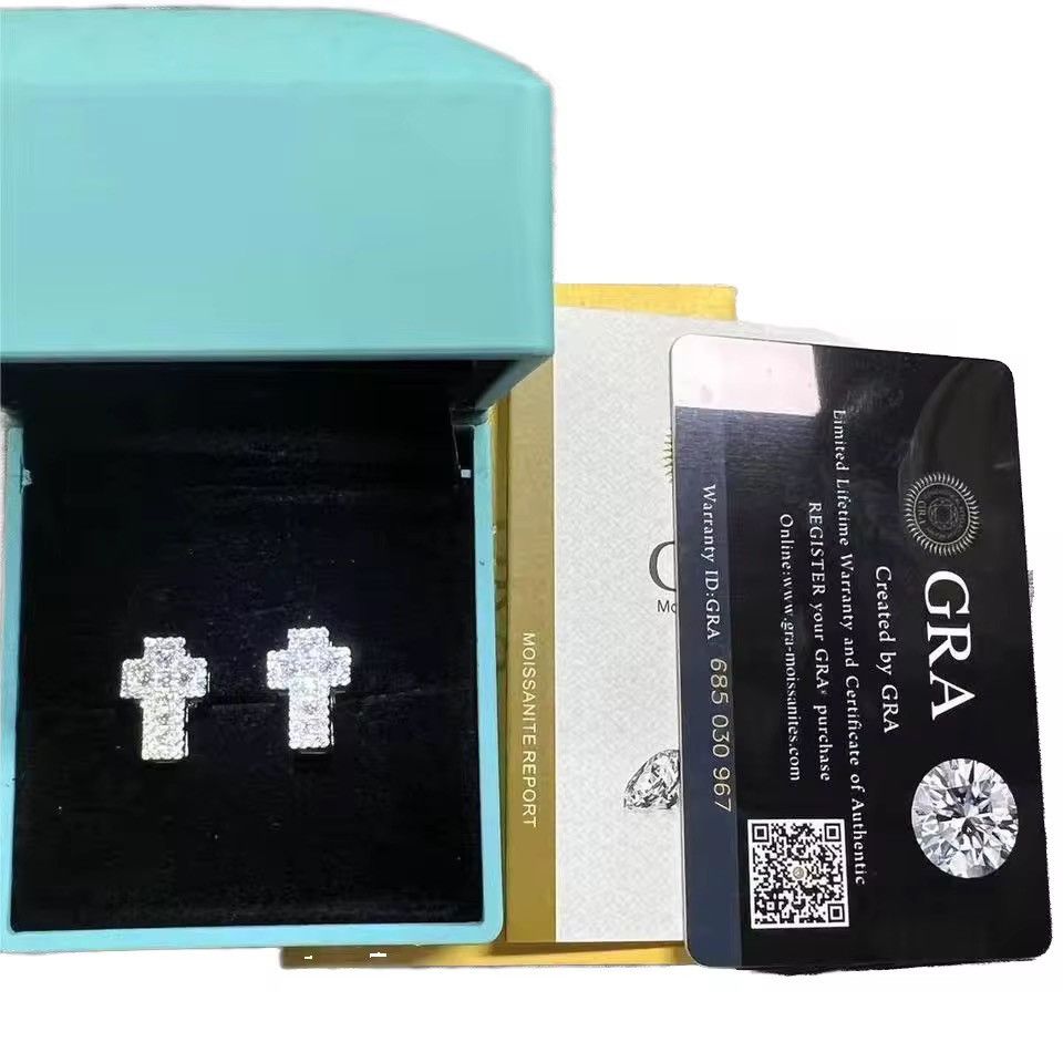 Other Luxury S925 Moissanite Cross Iced Out VVS Hip Hop Earrings Size ONE SIZE - 2 Thumbnail