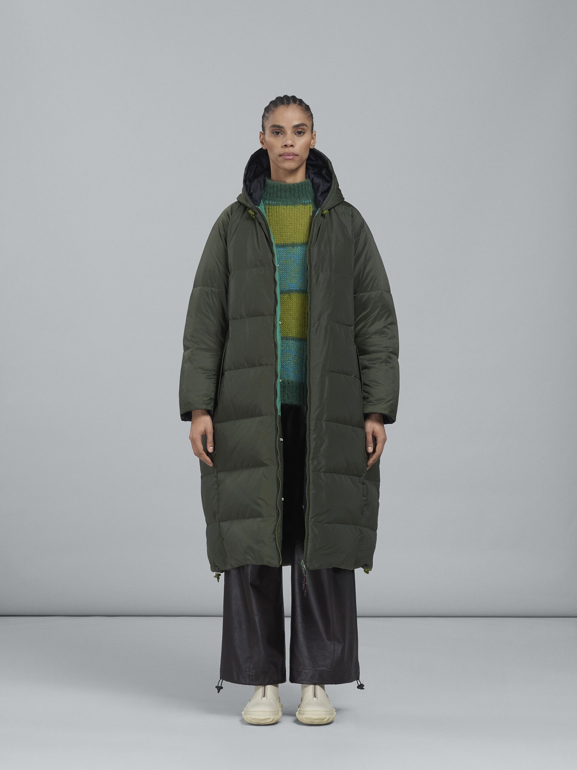Marni o1y1025 Hooded Coat in Dark Green Size S / US 4 / IT 40 - 2 Thumbnail
