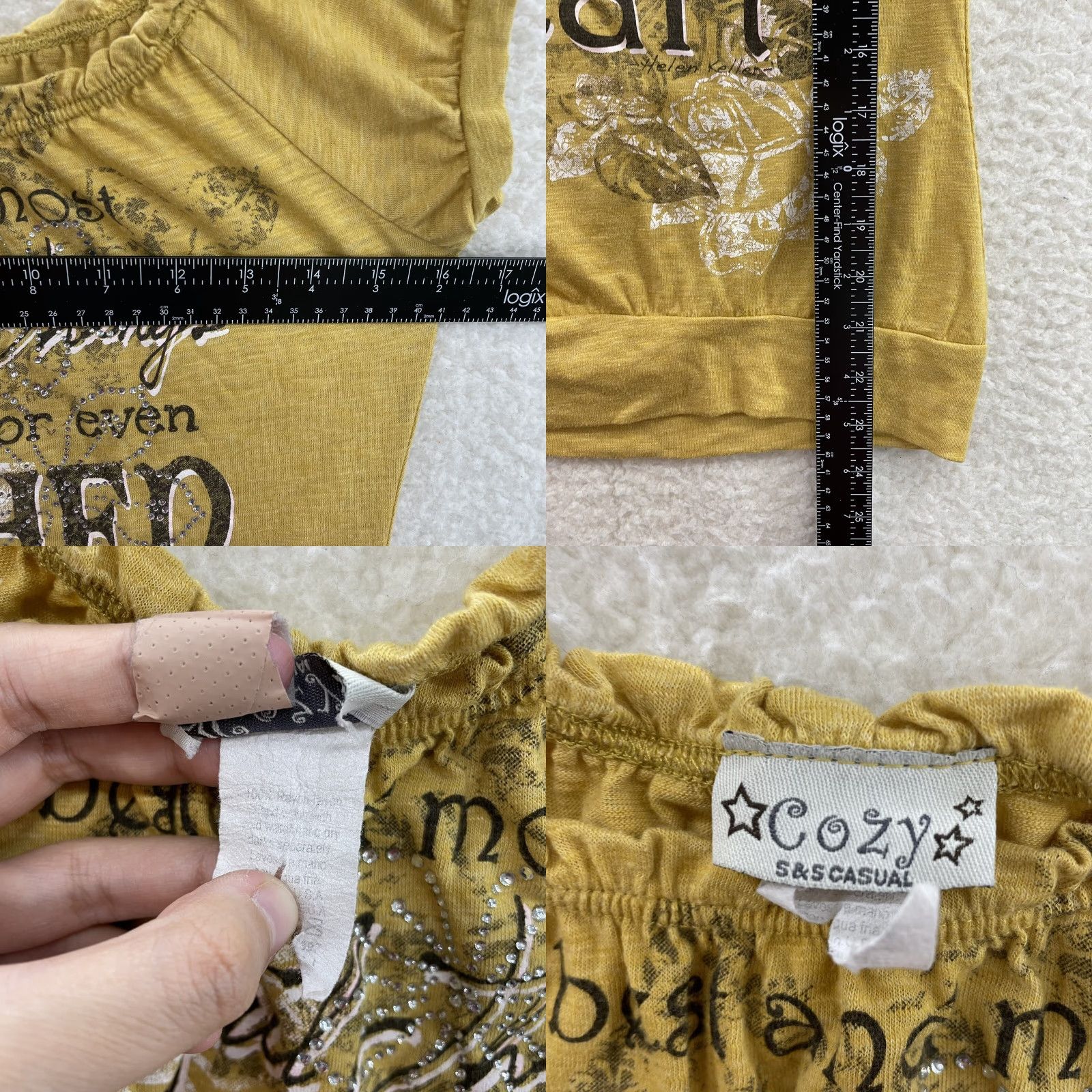 Vintage Y2K Vintage Top Small Yellow Rhinestone Cap Sleeve Milkmaid Fairy Bella Swan Shirt Womens S Size S / US 4 / IT 40 - 8 Thumbnail