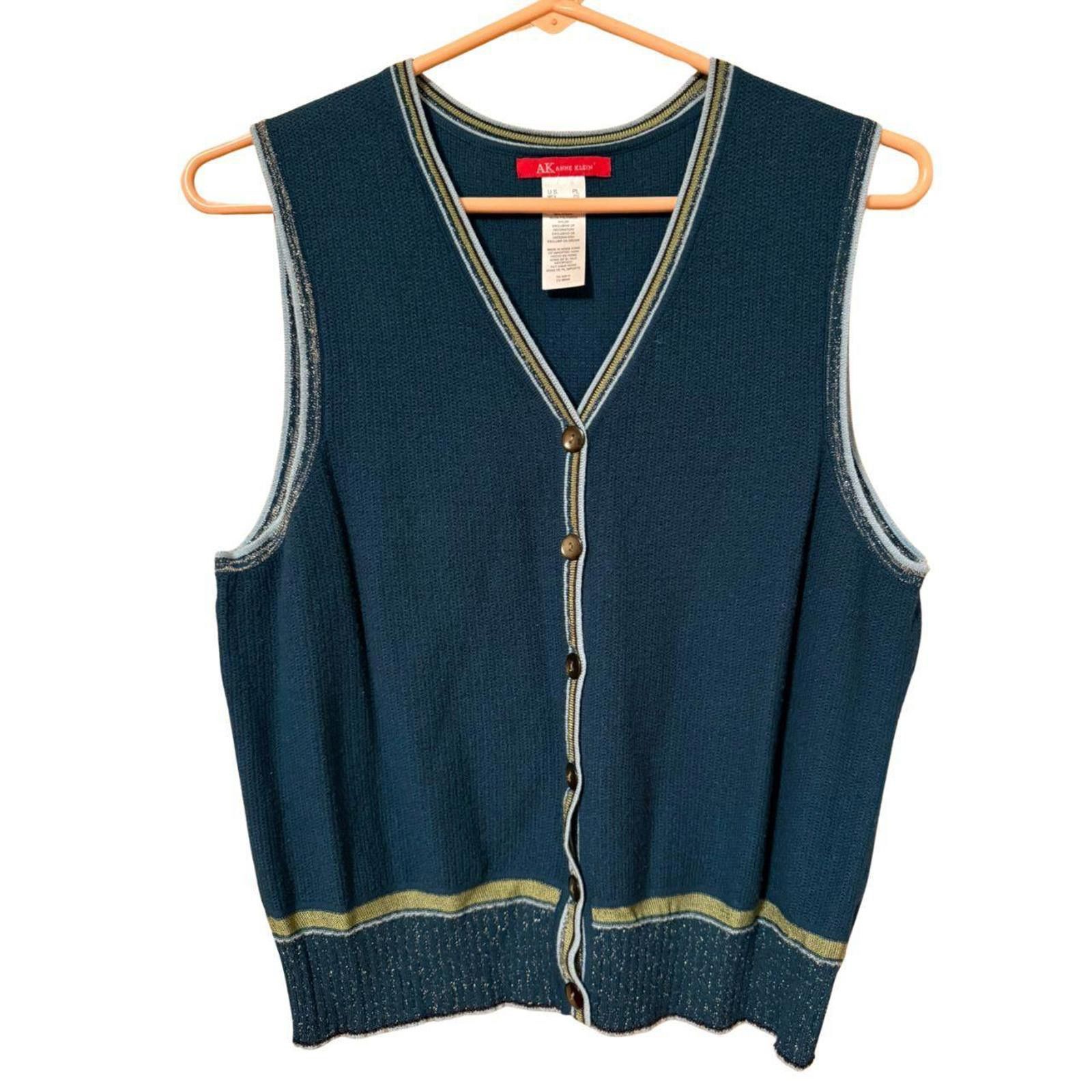 Other Vintage Anne Klein Sweater Vest, Sporty Tennis Style Size L / US 10 / IT 46 - 1 Thumbnail
