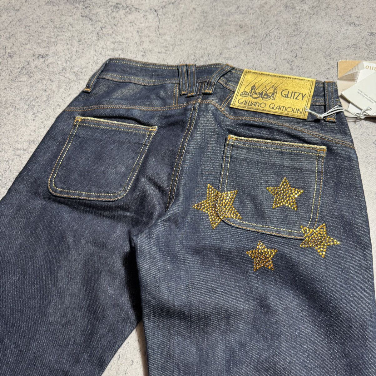 John Galliano NEW Galliano Glamour Star Y2K 00s Flared Jeans Size 25" / US 0 / IT 36 - 5 Thumbnail