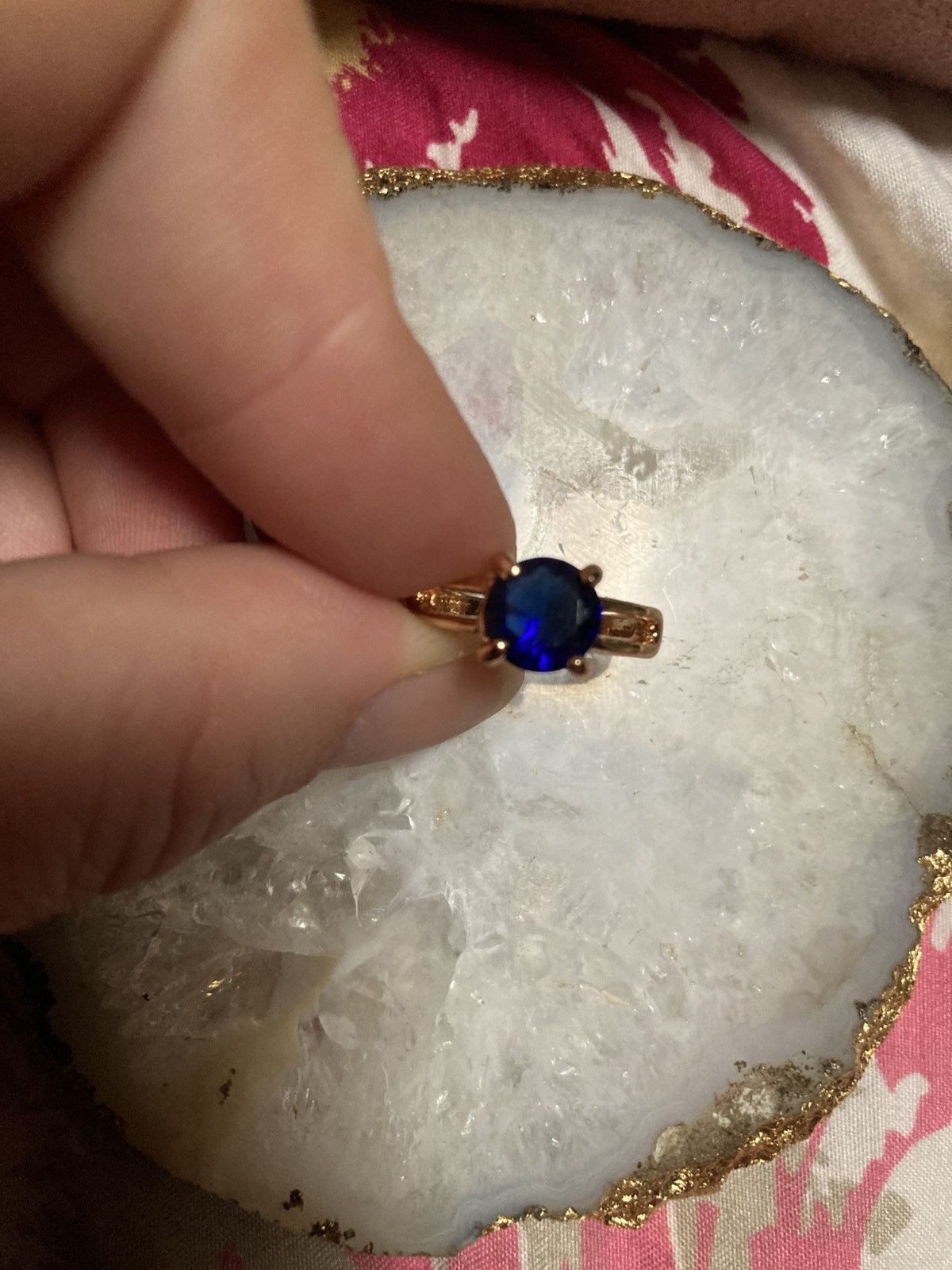 Other Blue gemmed gold plated ring Size ONE SIZE - 1 Thumbnail