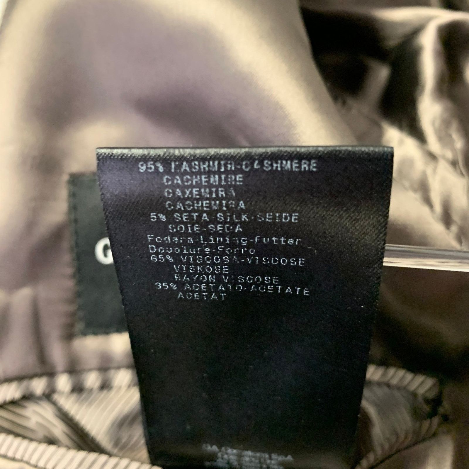 Giorgio Armani GIORGIO ARMANI 44R Grey Beige Glen Check Cashmere/Silk SC Size 44R - 7 Thumbnail