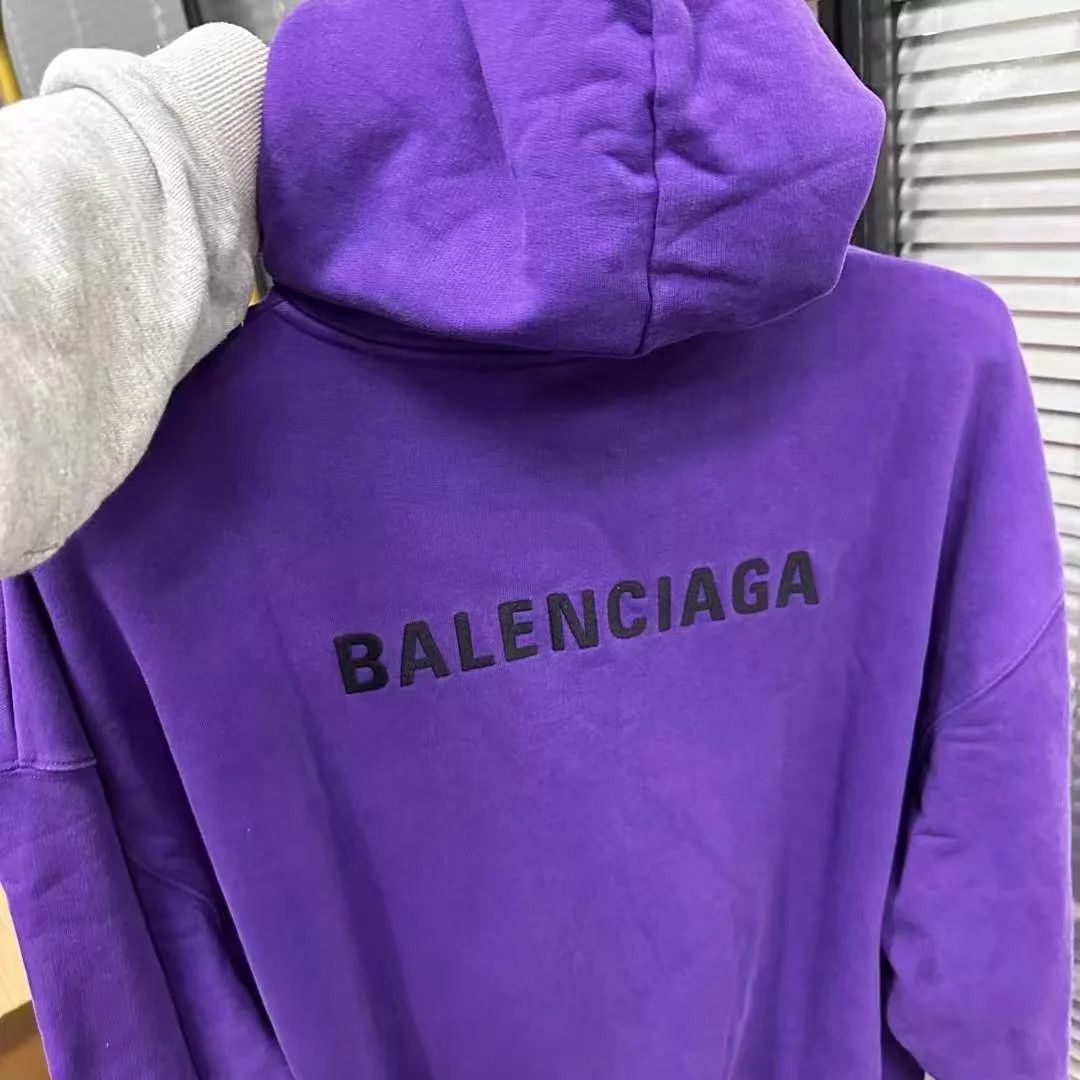 Balenciaga Balenciaga newest front/back embroidered purple hoodie M Size M / US 6-8 / IT 42-44 - 4 Thumbnail