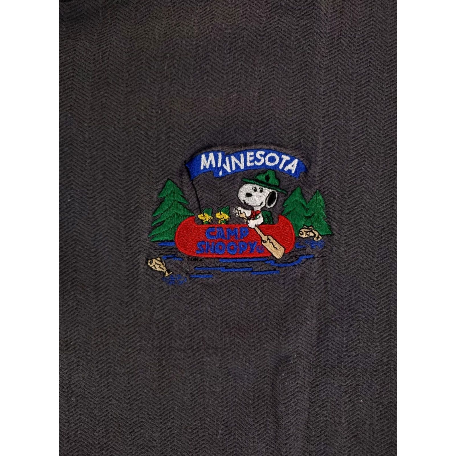 Vintage Camp Snoopy Shirt Henley Pullover Short Sleeve Herringbone Gray Made USA Mens L Size US L / EU 52-54 / 3 - 2 Thumbnail