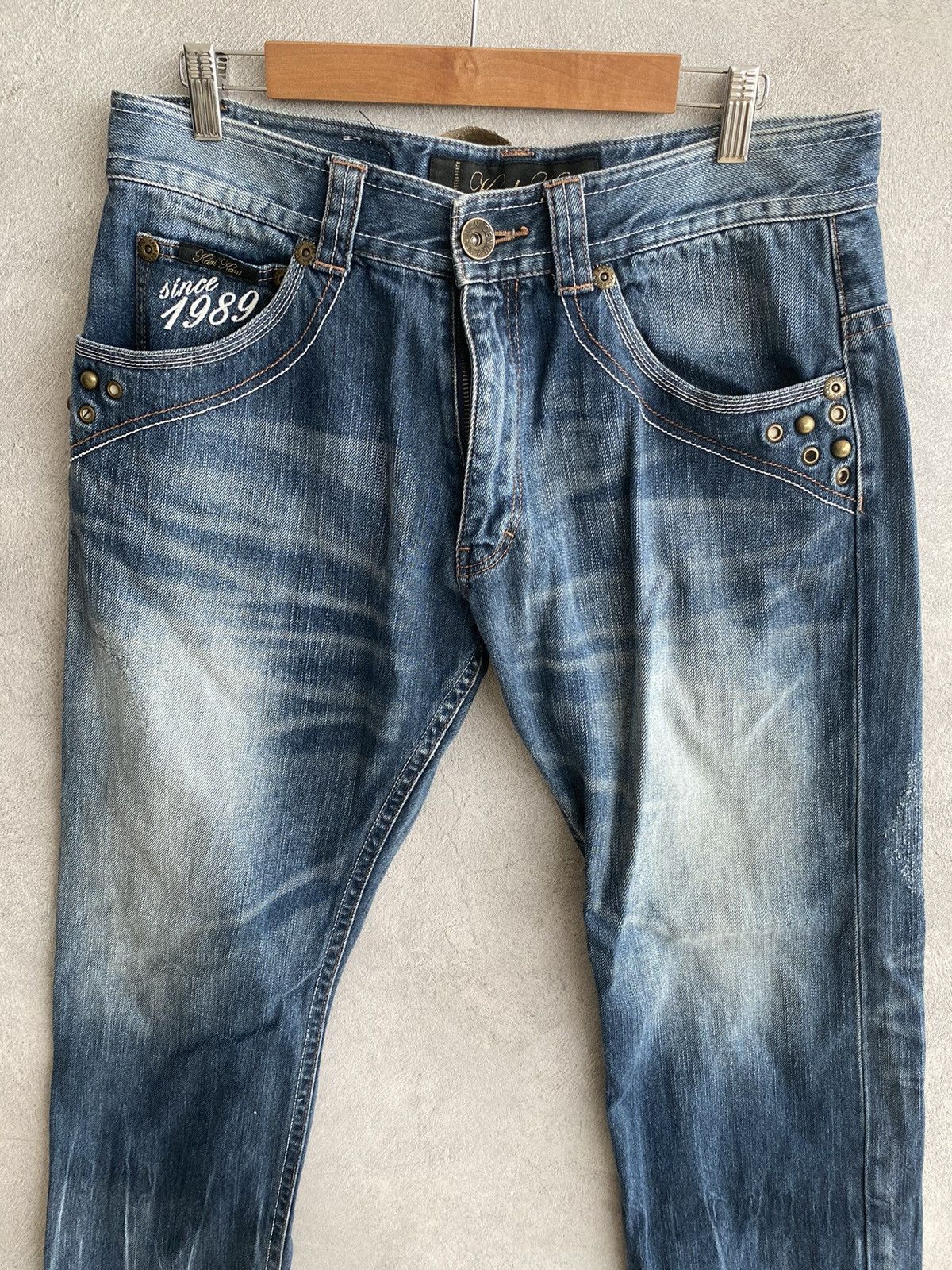 Karl Kani × Vintage Vintage Karl Kani King of Black Studded Baggy Jeans Size US 34 / EU 50 - 2 Thumbnail