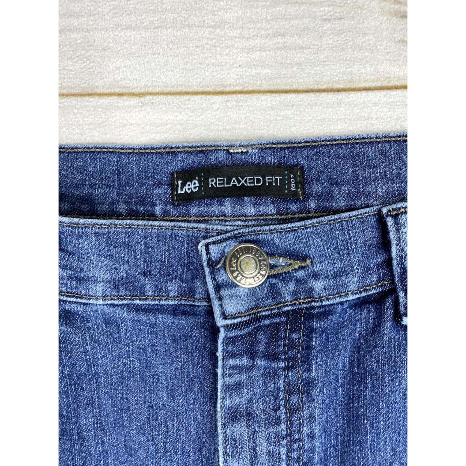 Lee Lee Womens Jeans 14 Tall Relaxed Straight Leg High Rise Stretch Denim Size 36" / US 14 / IT 50 - 5 Thumbnail
