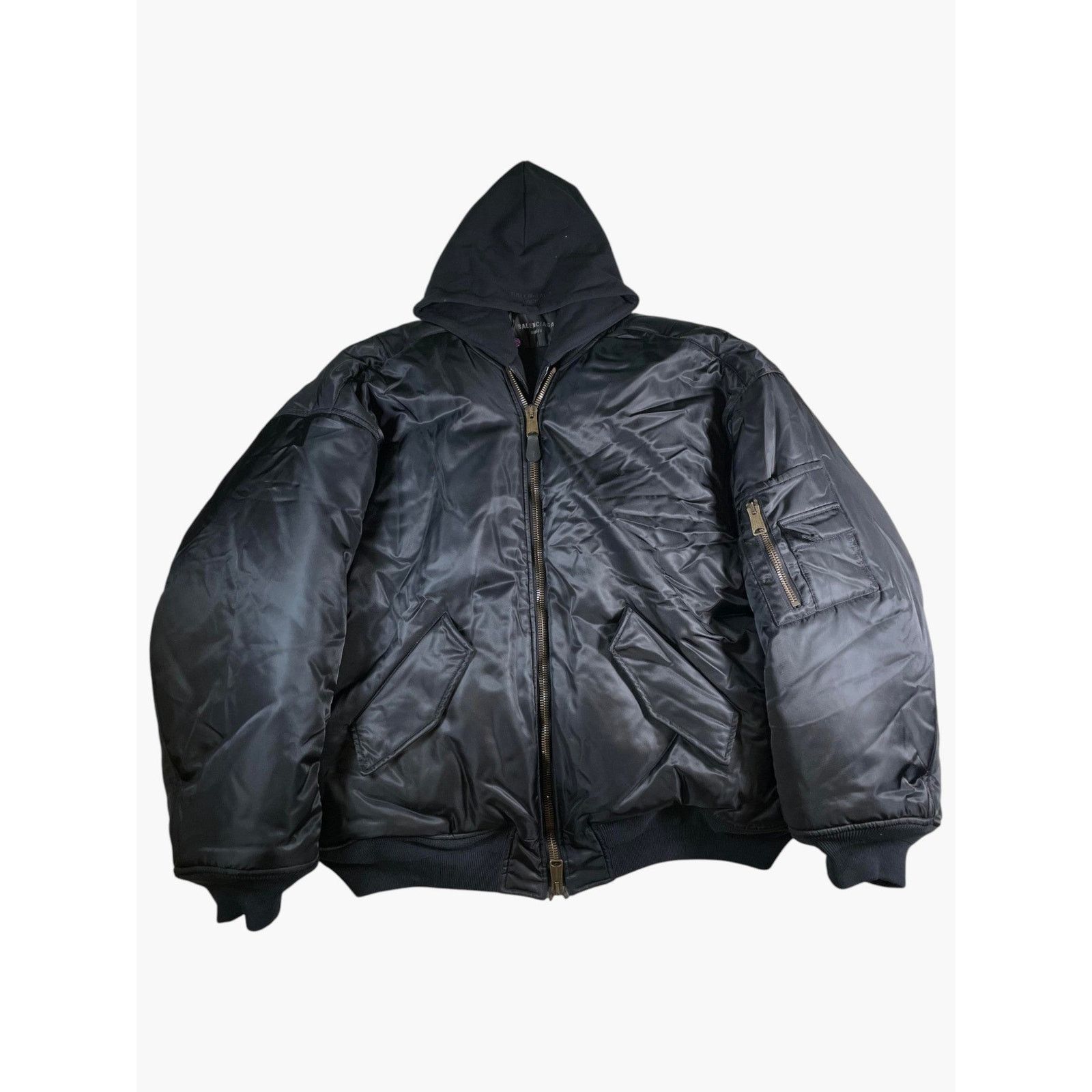 Balenciaga Balenciaga All In Hybrid Black Bomber Jacket Size US M / EU 48-50 / 2 - 1 Thumbnail