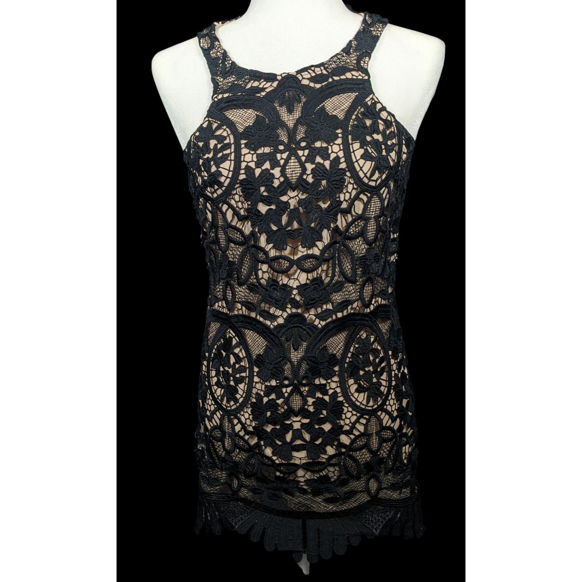 Lovers and Friends Lovers + Friends Caspian Black Lace Mini Shift Dress Size XS Size XS / US 0-2 / IT 36-38 - 1 Thumbnail