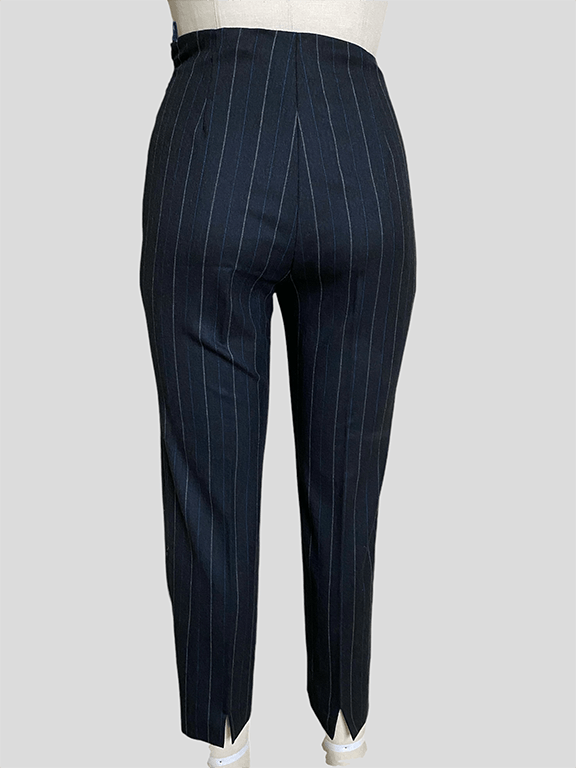 Piazza Sempione Chalk stripe wool tapered pant Size 30" / US 8 / IT 44 - 2 Thumbnail