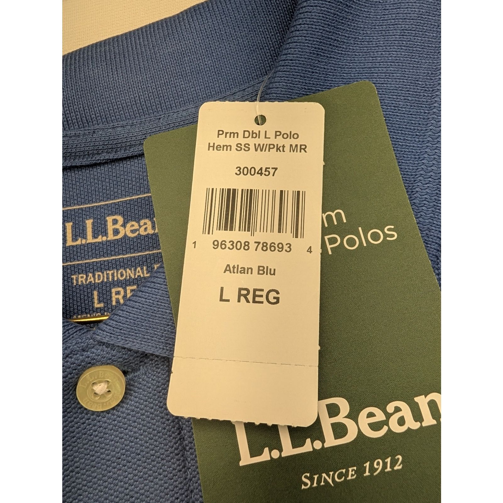 L.L. Bean NWT Men's Premium Double L Polo in Atlantic Blue size Large Size US L / EU 52-54 / 3 - 4 Thumbnail