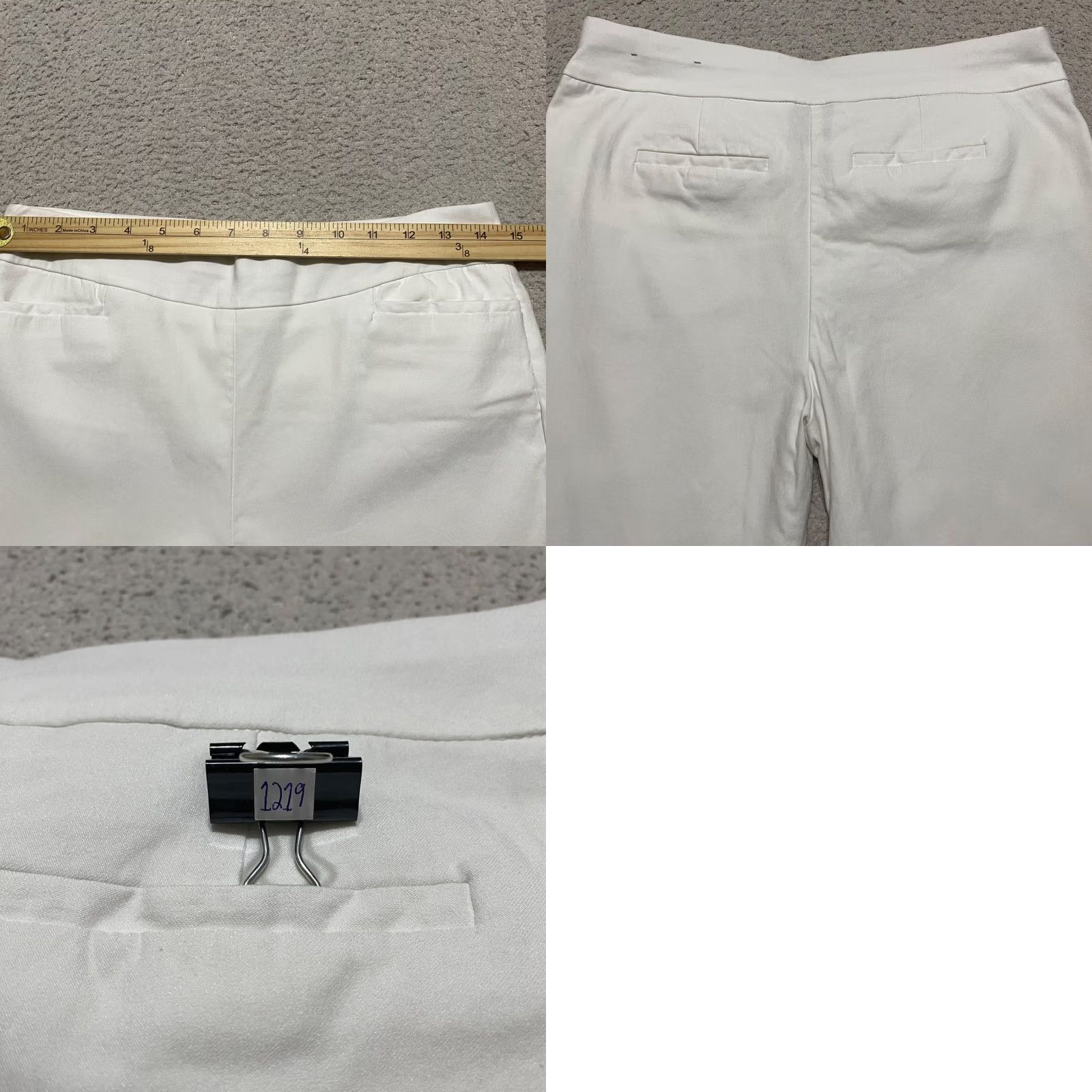 Vintage Chico's White Mid Rise Pull On Ankle Pants Women 4 Straight Front Solid 26in Inseam Preppy Style, Business Casual Size 27" / US 4 / IT 40 - 8 Thumbnail