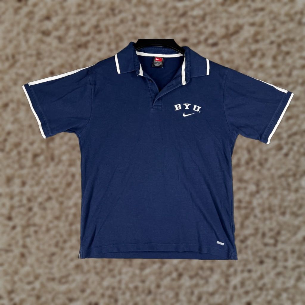 Nike Nike Polo Shirt Mens Small Navy Blue BYU Cotton Blend Size US S / EU 44-46 / 1 - 1 Thumbnail