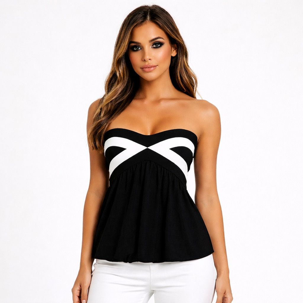 Bebe Strapless Smocked Sweetheart Bubble Hem Top Party Y2K Size M / US 6-8 / IT 42-44 - 1 Thumbnail