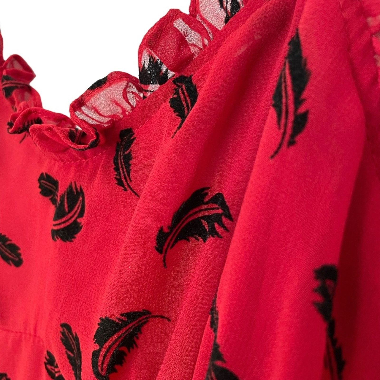 Tripp NYC Royal Bones Red & Black Feather High-Low Dress Size S / US 4 / IT 40 - 6 Thumbnail