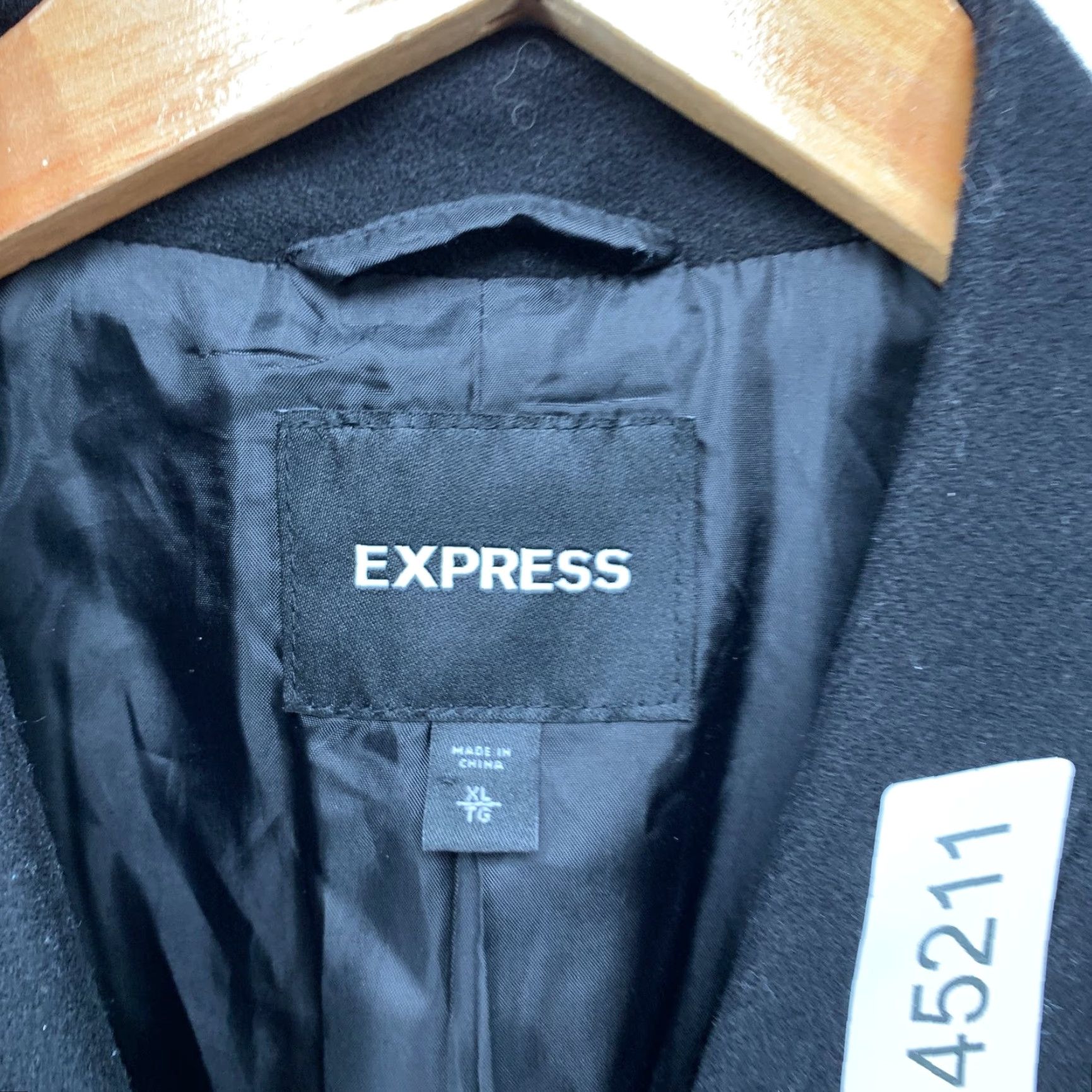 Express Express Wool Coat Womens XL Black Snap Overcoat Business Casual Warm Size XL / US 12-14 / IT 48-50 - 4 Thumbnail