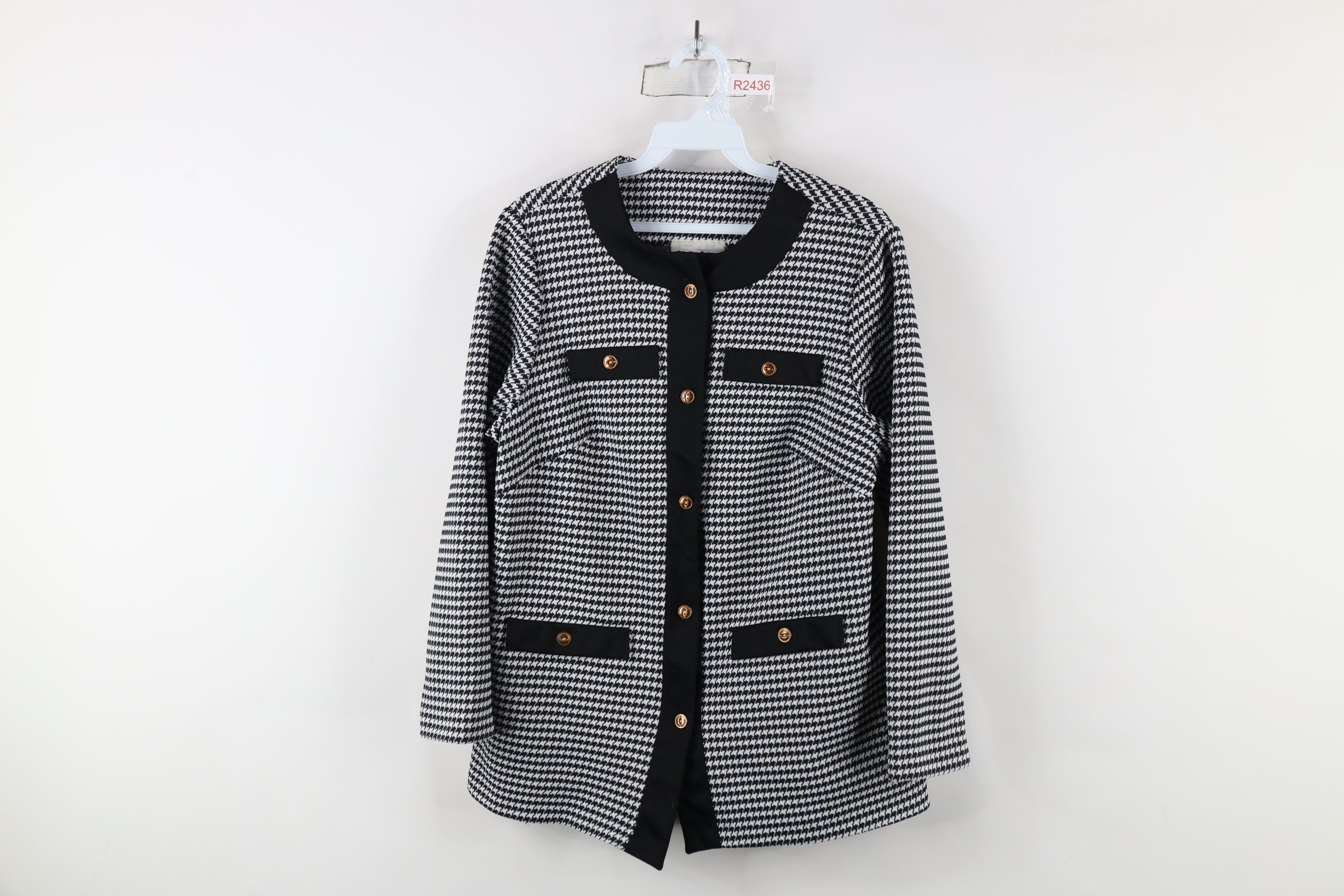 Vintage Vintage 60s Streetwear Houndstooth Knit Blazer Jacket USA Size S / US 4 / IT 40 - 1 Thumbnail