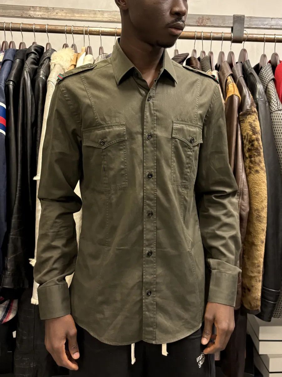Gucci Gucci Khaki Green Military Shirt Size US M / EU 48-50 / 2 - 2 Thumbnail
