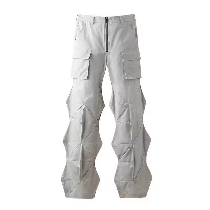 Japanese Brand Irregular Cut Diamond Pleat Cargo Pants Size US 30 / EU 46 - 5 Thumbnail