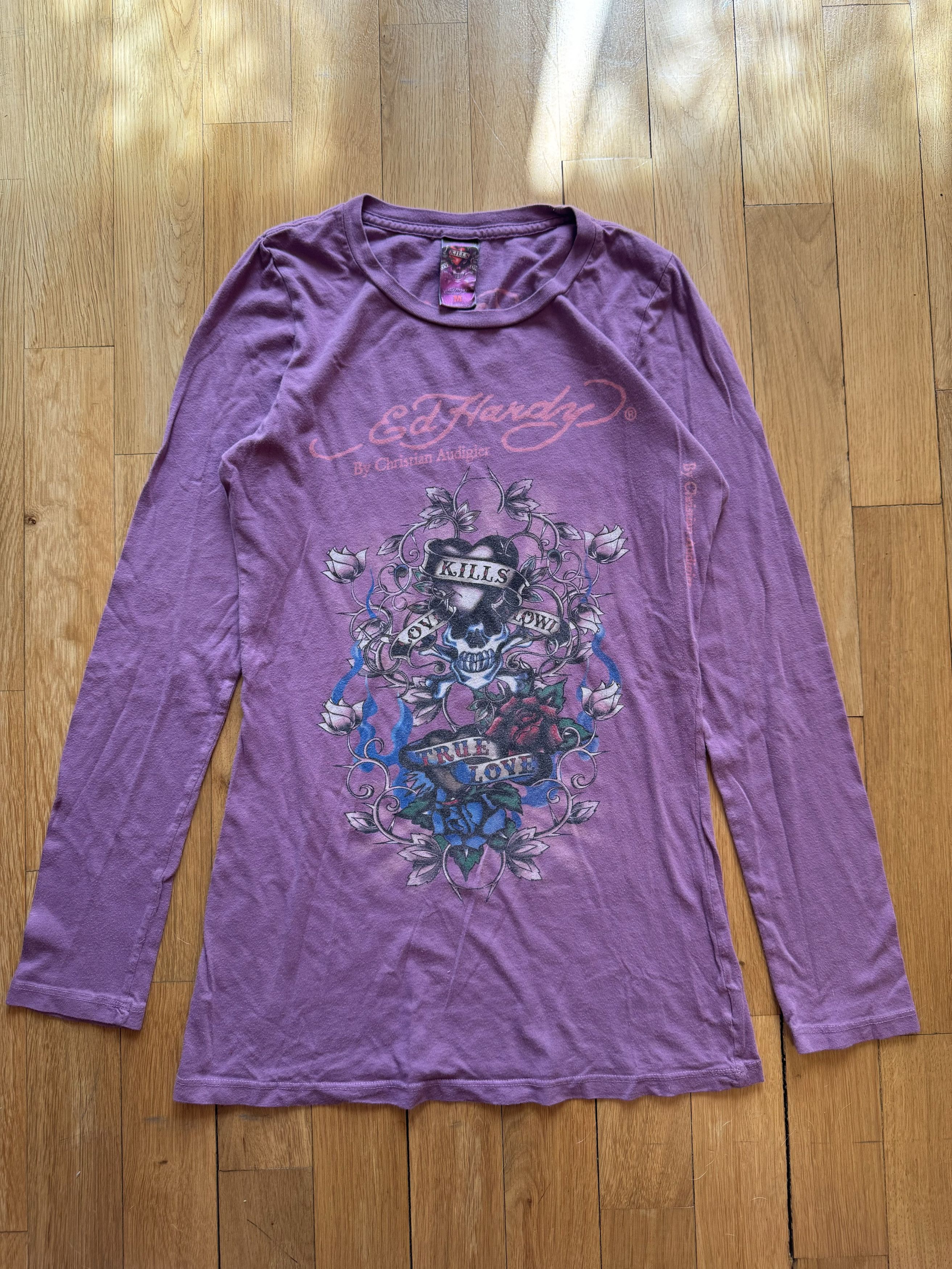 Christian Audigier × Ed Hardy × Vintage Ed Hardy Women’s T-shirt Asian Long Sleeves Size M Size M / US 6-8 / IT 42-44 - 1 Thumbnail